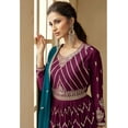 thumbnail image 3 of Wedding Wear Pakistani Indian Designer Sewn Shalwar Kameez Lengha Suits ( Purple, XXL - 46 ), 3 of 7