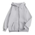 thumbnail image 3 of Gkeoshab Sweatshirt Women's Oversized Zip Up Hoodie Lightweight Thin Long Sleeve Hooded Sweatshirt with Pockets Polyester,Spandex Light Ashy L, 3 of 8