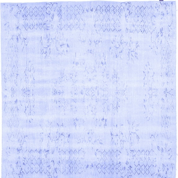 Ahgly Company Machine Washable Indoor Square Abstract Blue Contemporary Area Rugs, 8' Square