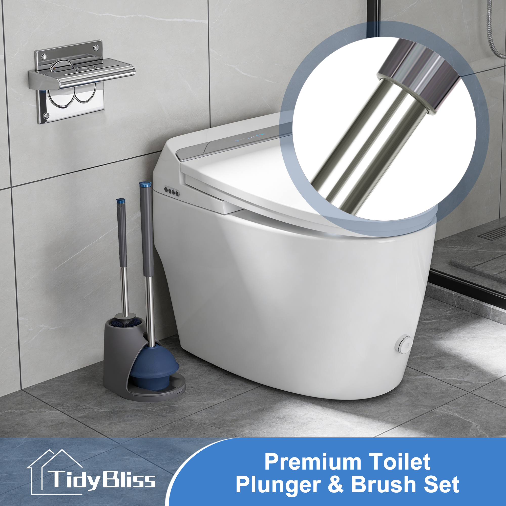 TidyBliss Toilet Brush and Plunger Set with Tweezers photo 7
