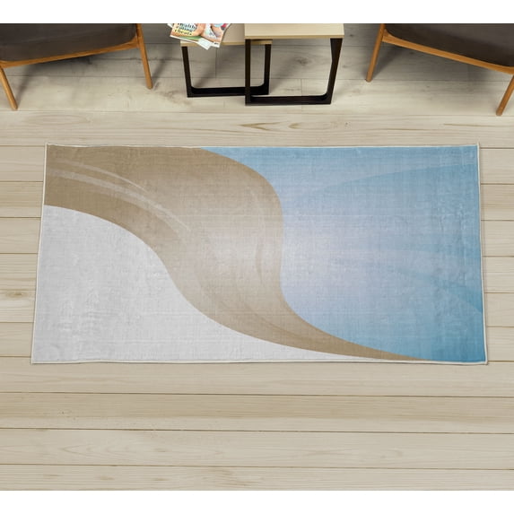 Contemporary Decorative Rug, Spiraling Stripes with Monochrome Tones Modern Art Inspirations Abstract, Quality Carpet for Bedroom Dorm and Living Room, 6 Sizes, Beige White, by Ambesonne