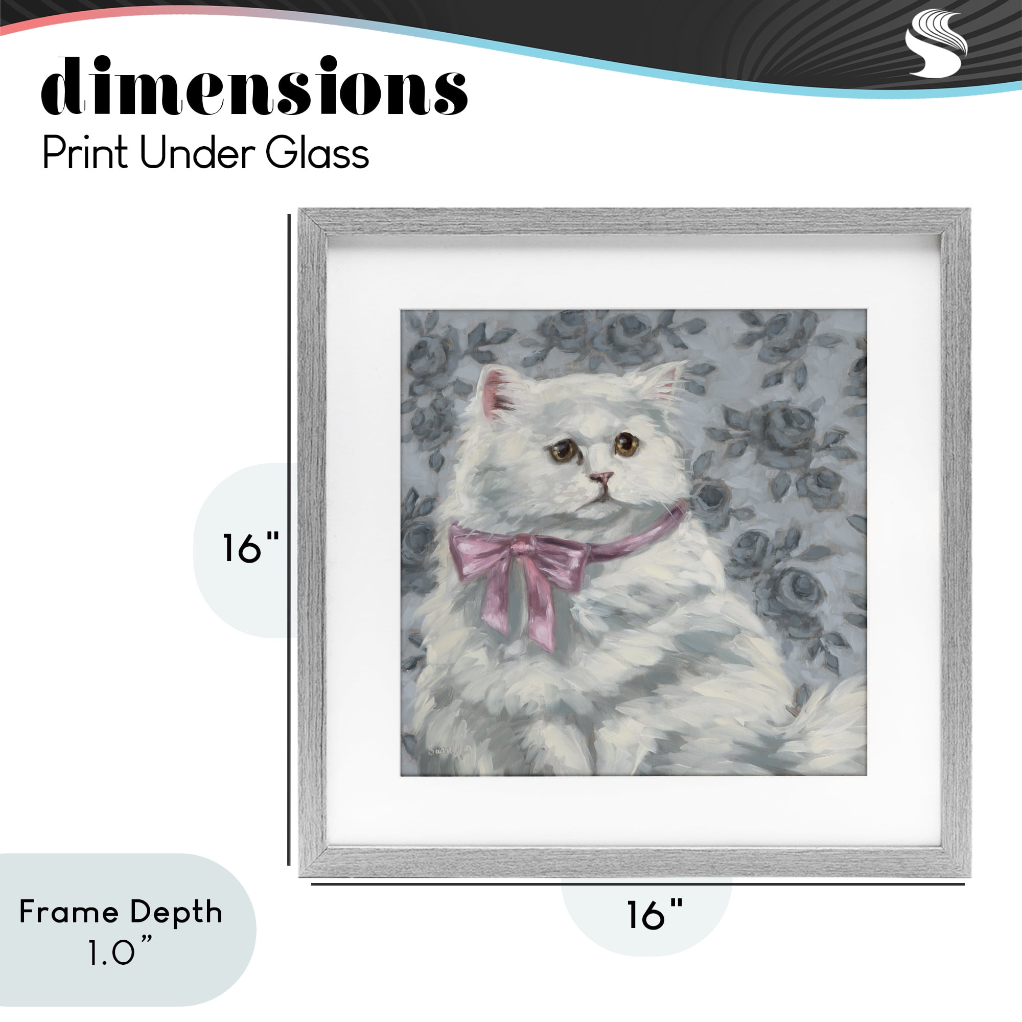 Stupell Industries Coquette Kitty Portrait Gray Framed Print Under Glass, design by Sara G. Designs
