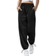 thumbnail image 2 of Pantalones anchos con cordón para mujer: pantalones deportivos de color liso para uso informal y de invierno, 2 of 4