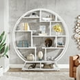 thumbnail image 4 of Tribesigns Display Bookshelf, Round Shaped Bookcase Etagere Shelves, Industrial Retro Organizer Rack Shelf with 14 Shelving Units, 4 of 8