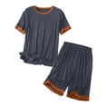 thumbnail image 2 of RKSTN Mens Pajamas Set Summer Lounge Solid Color Crew Neck Short Sleeve And Shorts Pjs Sets Comfortable 2 Piece Comfy Loungewear With Pockets, 2 of 9