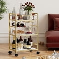 thumbnail image 5 of Homedawn Bar Cart with Wine Rack and Glass Holder, Gold & White Rolling Serving Cart for Kitchen Dining Room, 5 of 8