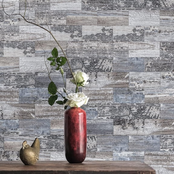 102-Piece Peel and Stick Tile Backsplash for Kitchen Bathroom, 3in. x 6in. Stick on Subway Tile Distressed Wood Plank
