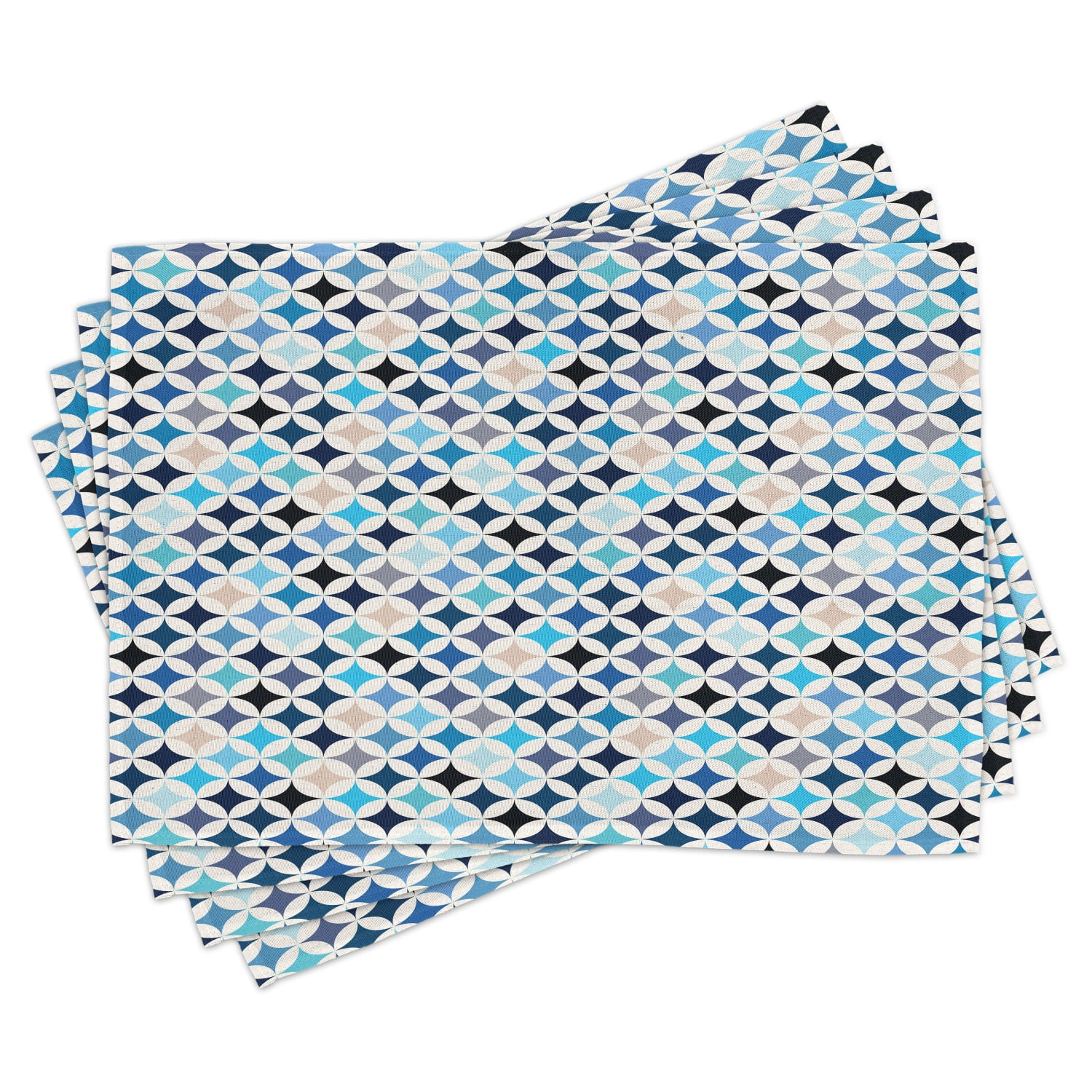 Modern Placemats Set of 4 Geometric Circles with Half Round Like Square