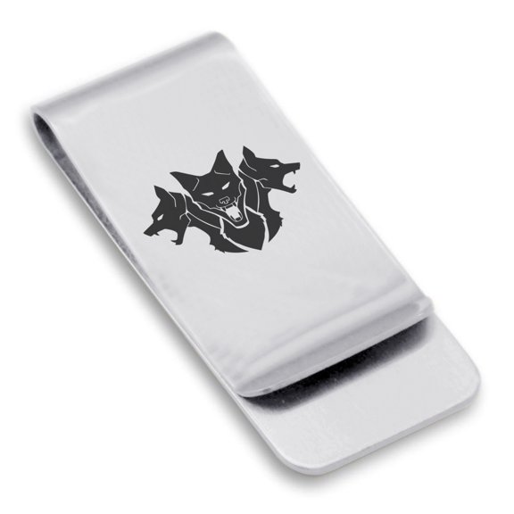 Stainless Steel Mythical Cerberus Head Classic Slim Money Clip Credit Card Holder