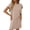 Beige, variant on Women's Casual Summer Mini Dress Crewneck, Ruffle Cap Sleeve, Textured Striped, Made of 75% Viscose Rayon / 25% Polyester, for Various Events