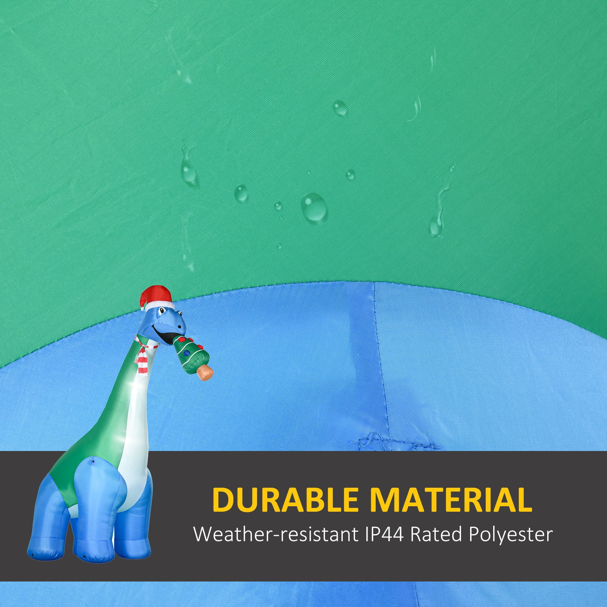 Christmas Inflatable Dinosaur with Tree in Mouth, 11 ft Long Blow-Up LED Yard Decoration, Polyester, Indoor Outdoor Holiday Display