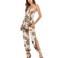 thumbnail image 2 of Defitshape Women's Summer Jumpsuit Boho Side Split Pant Jumper Sexy Jumpsuits Long Summer Fall Spaghetti Strap Elegant Chiffon Beige 8-10, 2 of 4