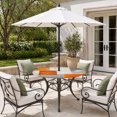 thumbnail image 4 of Burnt Orange Beige Round Outdoor Tablecloth with Umbrella Hole Zipper, Abstract Modern Oil Painting Geometric Elastic Fitted Table Cover, Waterproof Table Cloth for Patio Picnic Party Fits 36"-44", 4 of 9
