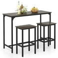 thumbnail image 1 of Costway Ensemble de 3 Pcs Table de Comptoir avec Repose-Pieds Table de Pub Rectangulaire et Chaises Gris, 1 of 10