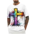 thumbnail image 2 of Yaoyar Mens Fashion Jesus Cross Print T-Shirt Short Sleeve Funny Graphic Tees Tops Christian Religious Bible T-Shirts, 2 of 5