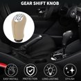 thumbnail image 2 of Unique Bargains 6 Speed Manual Gear Shift Knob for Renault Captur I No.8200079112 Gearbox Stick Shifter Lever Knob Beige Silver Tone Plastic Faux Leather 1 Pc, 2 of 6