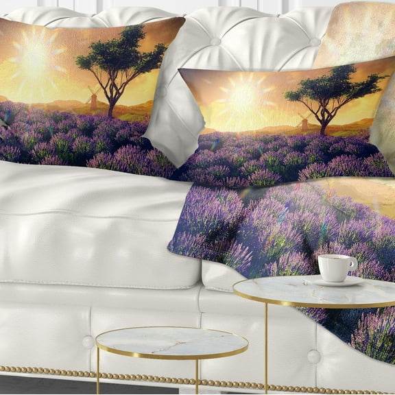 Designart 12" x 20" Purple Polyester Throw Pillow