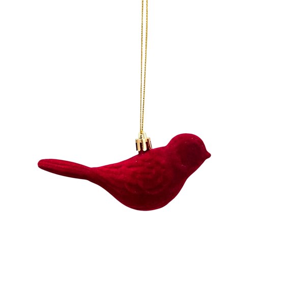 Leodye 1PCS Flocked Bird Shaped Christmas Hanging Ornaments, Delicate Lightweight Pendant for Xmas Tree Home Holiday Scene Decor -4.53IN