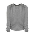 thumbnail image 5 of WTXUE T-Shirts Manches Longues, Col Rond pour Femmes Automne Hiver T-Shirt Rayé Décontracté Gris/rayé L, 5 of 5