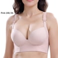 thumbnail image 3 of Guardurnaity Sujetador de copa profunda para mujer con alambre Anti-flacidez Fajas para las axilas Cuello en V Empuje hacia arriba Cierre en la Ropa interior AB rosa 36, 3 of 6
