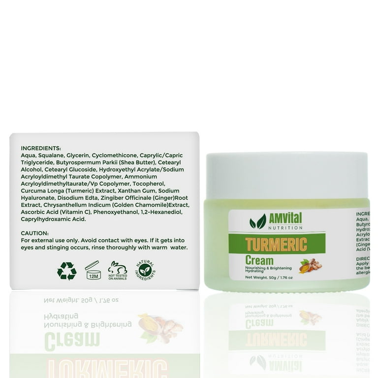 Amvital Turmeric Cream for Glow - Natural Turmeric Moisturizer - Brightening, Soothing, and Hydrating for All Skin
