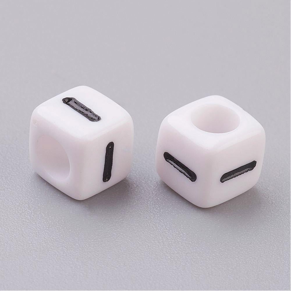 Acrylic Horizontal Hole Letter Beads Cube White Letter I Size: about 6mm wide 6mm long 6mm high hole: about 3.2mm about 2600pcs/500g