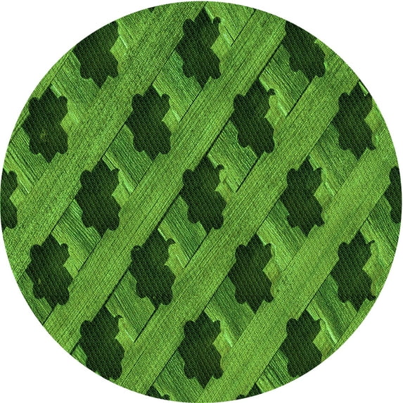 Ahgly Company Indoor Round Patterned Deep Emerald Green Area Rugs, 8' Round