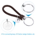 thumbnail image 3 of Braided Leather Keychain with Stainless Steel Key Ring Sleeve, PU Woven Wristlet Lanyard, Dark Brown, 3 of 5