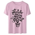 thumbnail image 3 of Hauts Décontractés à Col Rond pour Femmes, Pull Imprimé Mignon pour la Journée des Enseignants, Manches Courtes, T-Shirt, 3 of 6