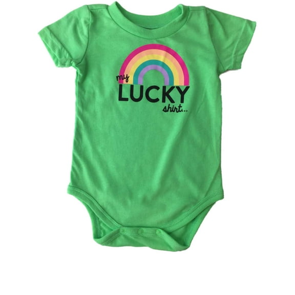 Infant Girls Green My Lucky Shirt Single Outfit Spring Rainbow 1 Piece Set