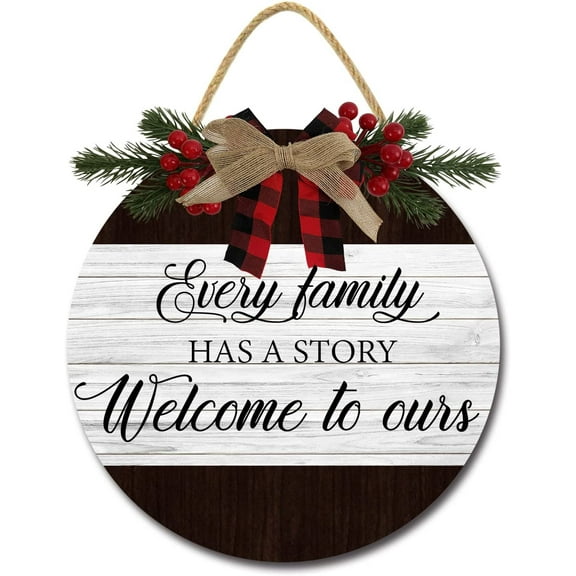 Eveokoki 12" Home Sweet Home Sign for Front Door Farmhouse Porch Rustic Round Wooden Hanging Wreaths for Housewarming gift， Christmas Festival Decoration Wall Decor Outdoor Indoor