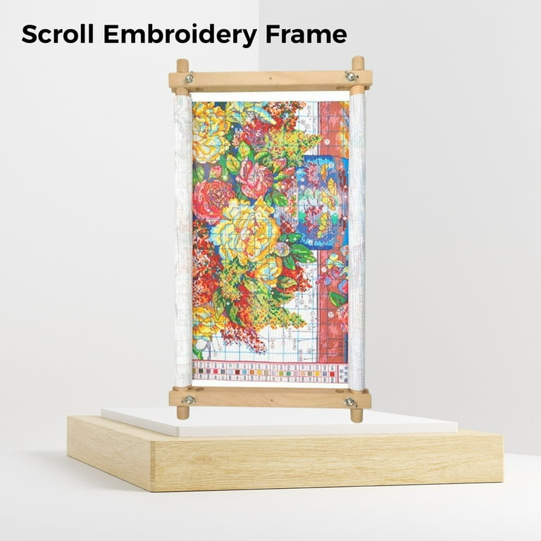Tapestry Embroidery Cross Stitch Needlepoint Hardwood Scroll Frame 8x18  Dark - Veralis