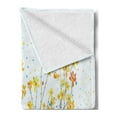 thumbnail image 2 of Daffodil Soft Flannel Fleece Blanket, Botanical Blooming Spring Field Gardening Theme with Color Splatters, Cozy Plush for Indoor and Outdoor Use, 50" x 70", Yellow Orange Pale Blue, by Ambesonne, 2 of 5