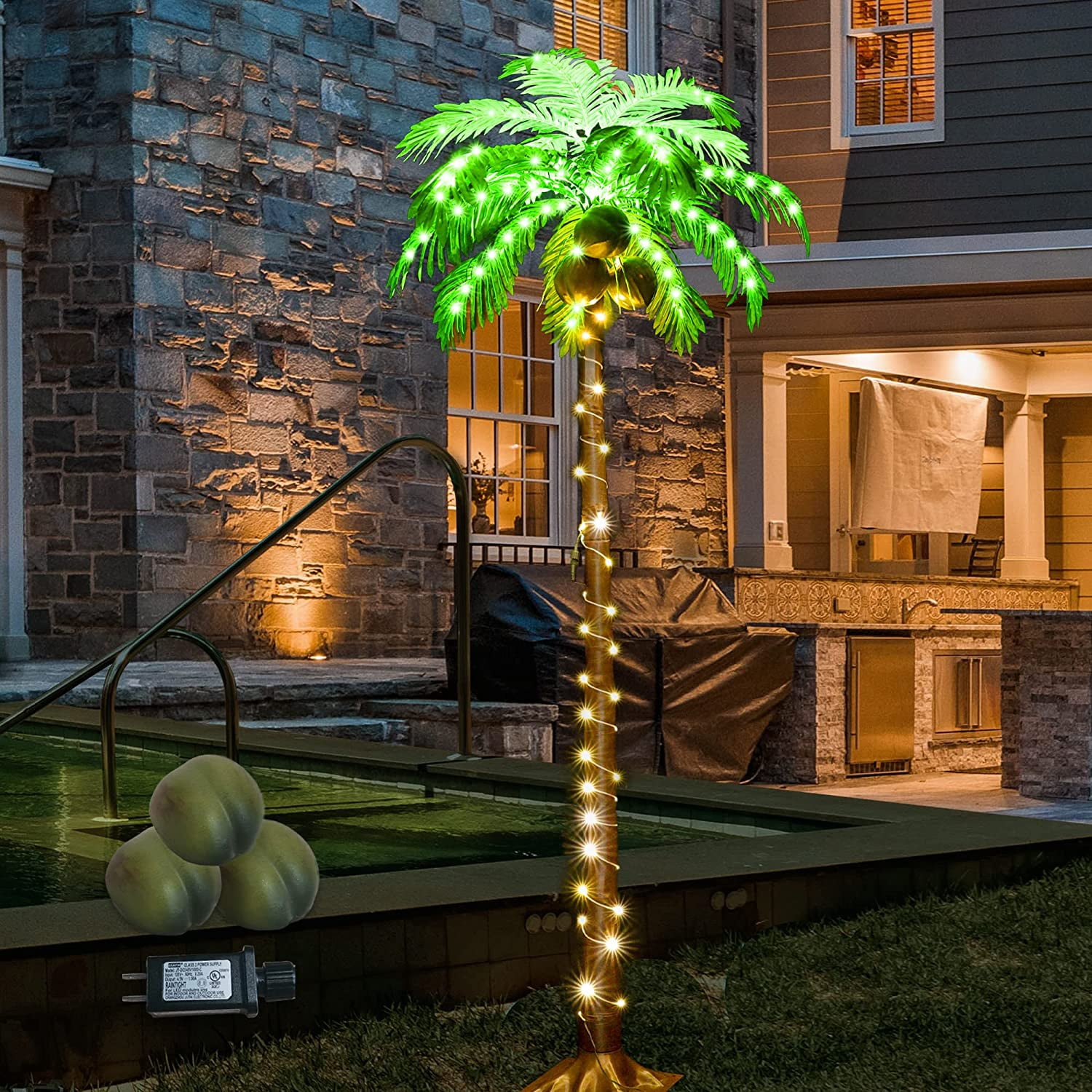 Lighted Palm Tree with Coconuts, 6FT 162 LEDs Light Up Palm Trees
