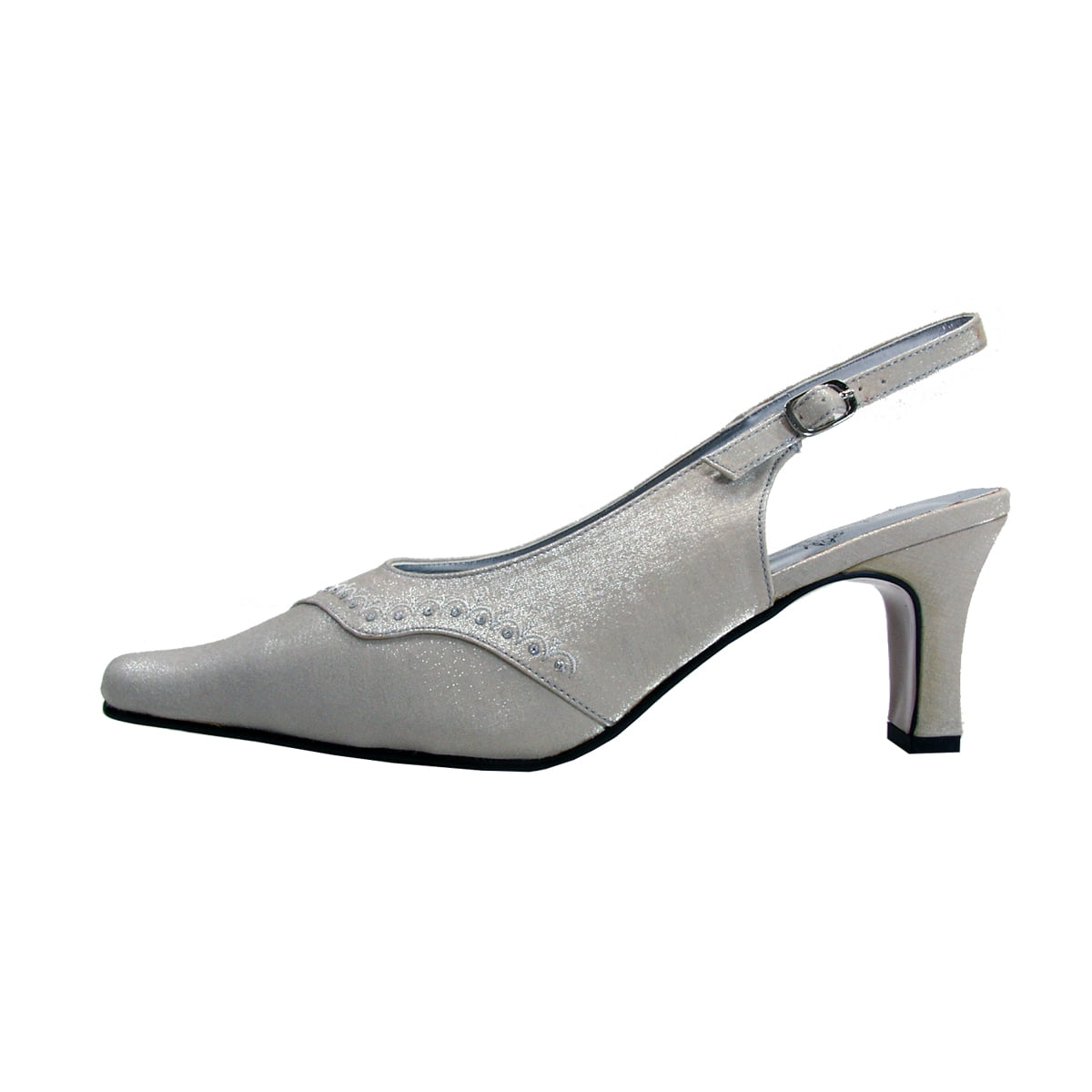 FLORAL Rene Women's Wide Width Dress Slingback Pumps SILVER 5