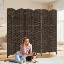 Dkelincs 6 Panel Room Dividers Portable Folding Privacy Screen Wooden Partition Screen, Brown