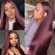 thumbnail image 1 of Peluca Larga, Lisa, Color Vino Tinto 99J, 70 Cm | 10 % Cabello Humano + 90 % Fibra Resistente Al Calor | Cabello Sintético Suave y Resistente Al Calor Hasta 160 °C | 180 % de Densidad, Atado a Media, 1 of 7