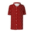 thumbnail image 4 of JURANMO Lightning Prime Sales! Womens Button Down Blouse Summer Short Sleeve Lapel Shirts Casual Work Blouses Fashion Polka Dot Print Tops Hawaiian Outfits Wine XL, 4 of 5