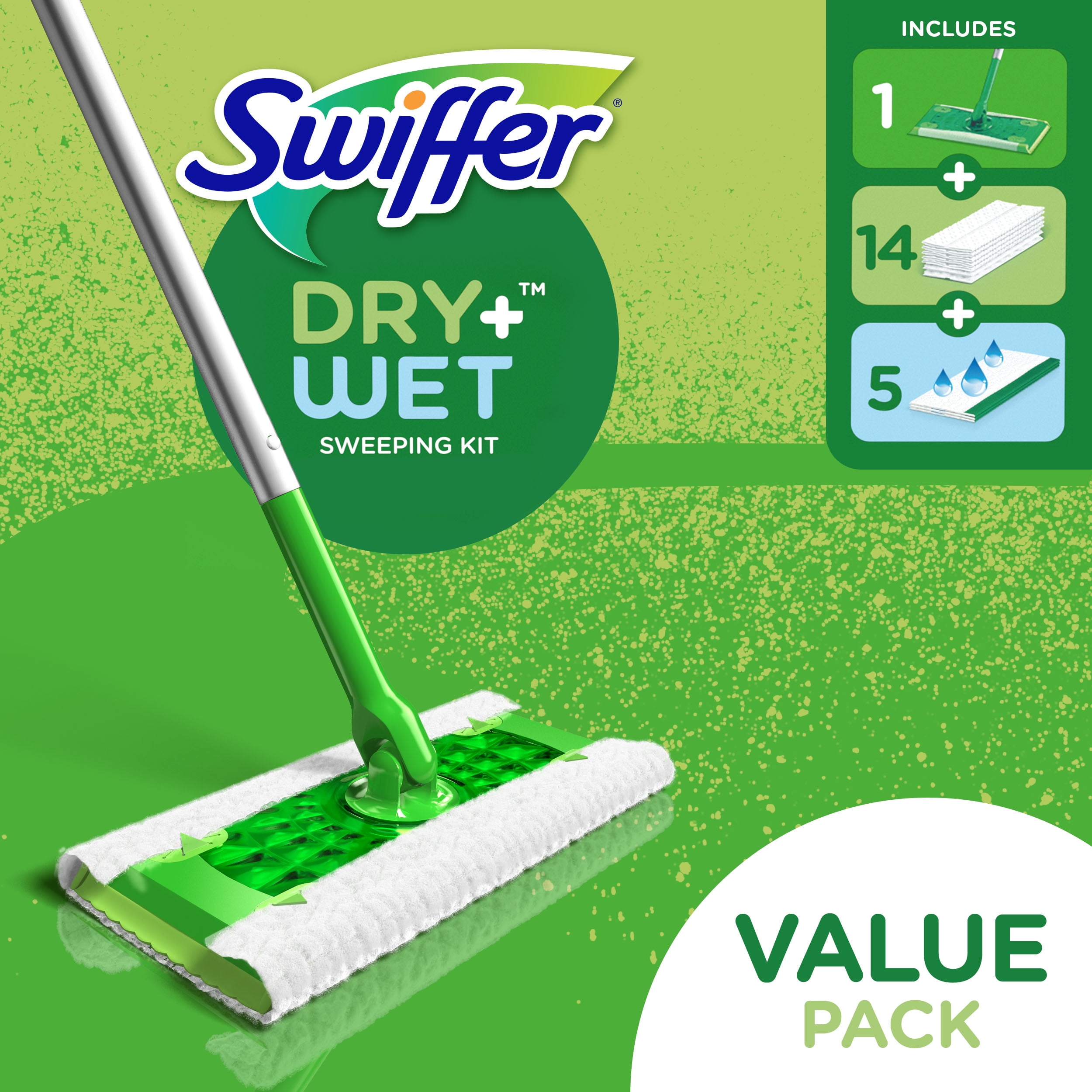 Flat Mops Sweeper Dry & Wet Mop Starter Kit Case Of 3 Disposable Cloths Swiffer 