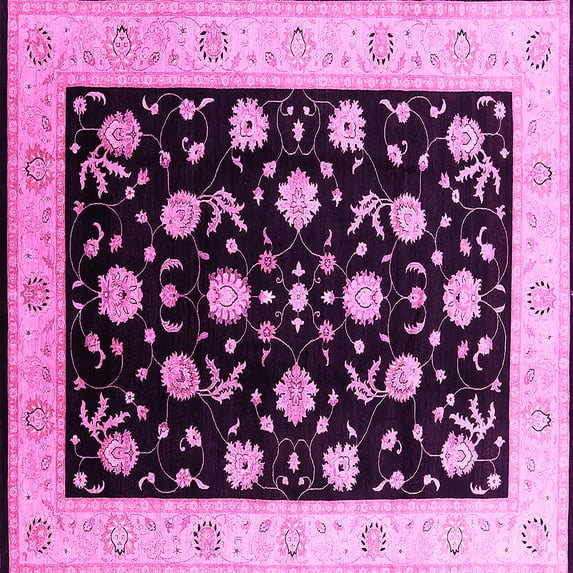 Ahgly Company Indoor Square Oriental Pink Industrial Area Rugs, 4' Square