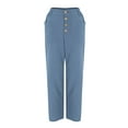 thumbnail image 6 of Charmgo Womens Capris for Summer, Women's Spring/Summer Breasted Cotton Linen Loose Casual Pants Linen Pants for Women Trendy, Capri Pants for Women Blue, 6 of 9