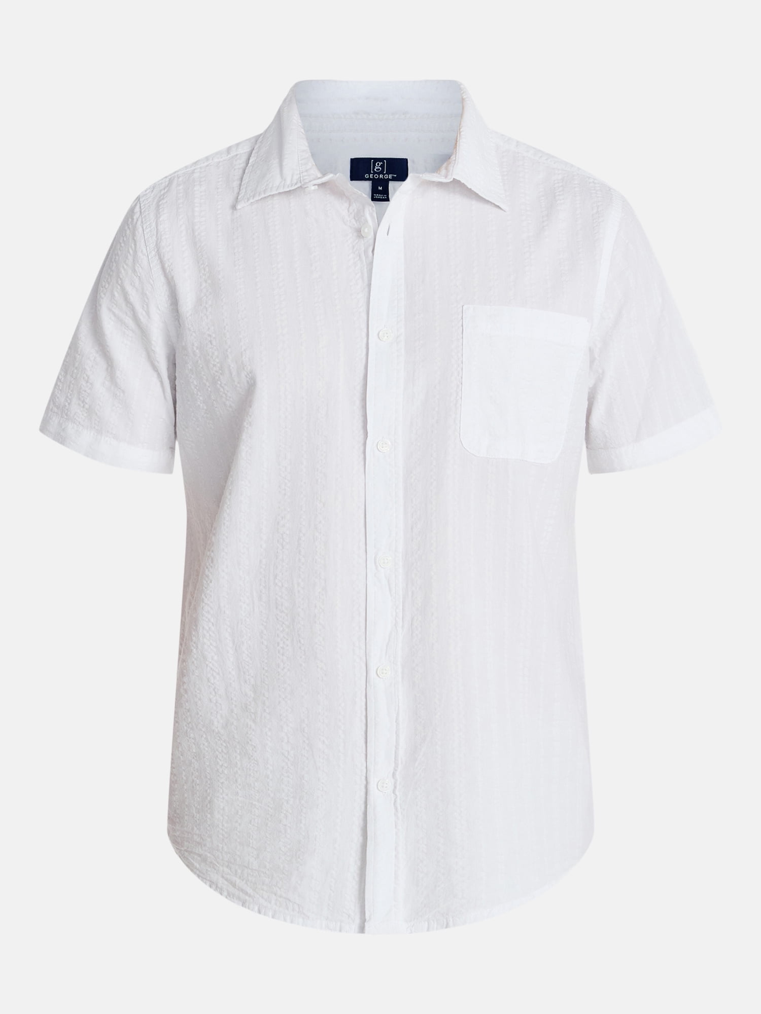George Men's and Big Men's Modern Fit Poplin Button Up Shirt with Short Sleeves, Sizes XS-3XL