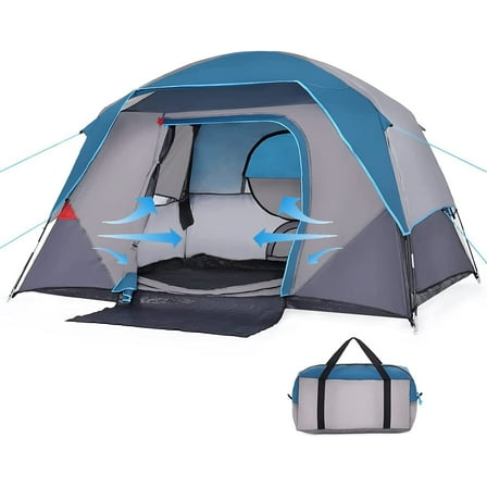 Camping Tent 6 Person 4 Person, Family Dome Tents, Easy Set Up Large Tent for Camp with Top Rainfly, Outdoor Tent with 3 Large Mesh Windows for Hiking Camp Outdoor