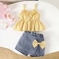thumbnail image 7 of kaprioy Toddler Girl Clothes Toddler Baby Girl Summer Outfit 9 12 18 24 Months 2T 3T 4T Ruffle Tops With Jean Skorts Cute 2 Pcs Clothes Set, 7 of 7