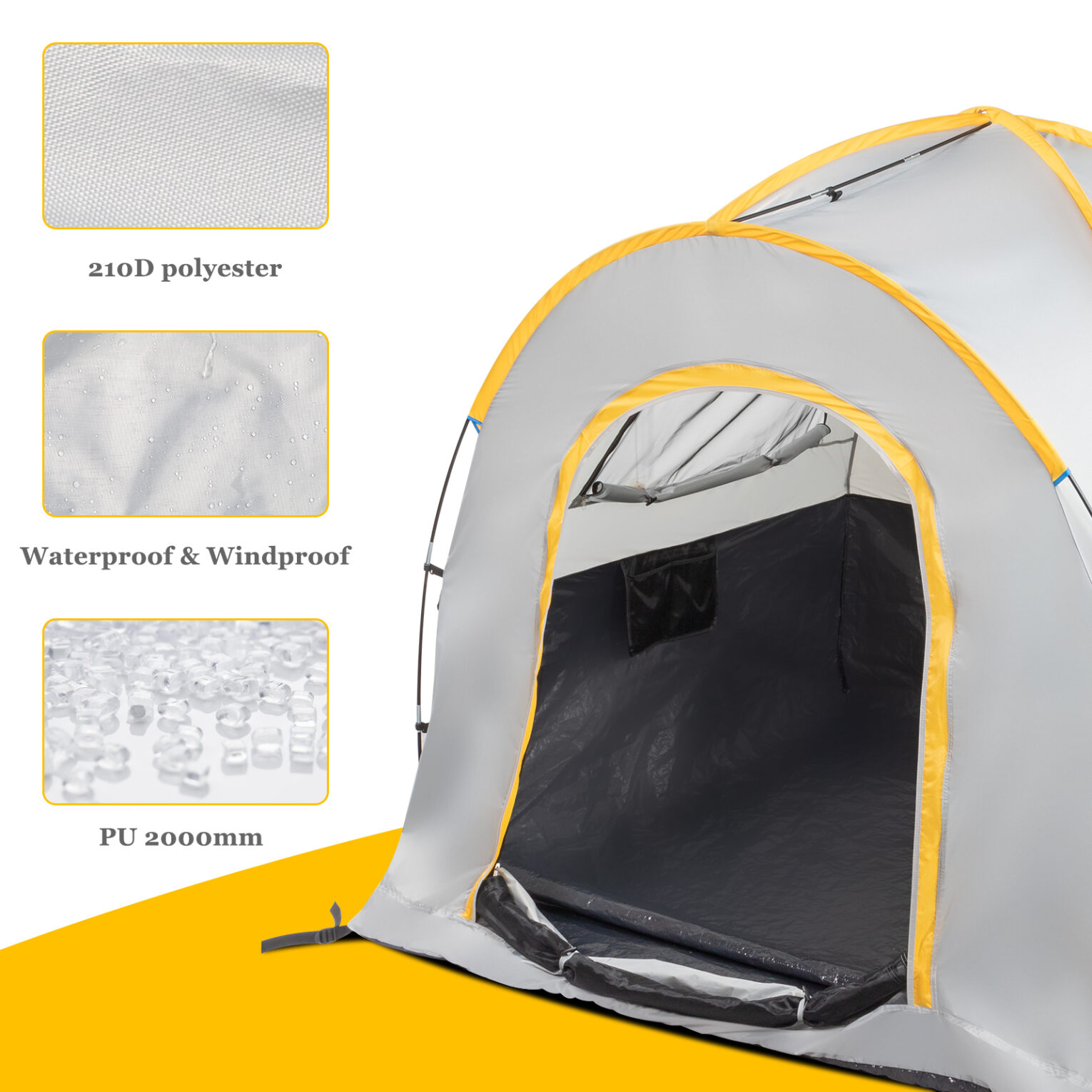 Pickup Truck Tent with Two windows and a Skylight, Waterproof Double Layer  with 4 Storage Bags for 6.2-6.8 FT Truck Bed, Portable Truck Bed Tent for  Camping, Fishing 