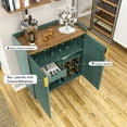 thumbnail image 6 of HLR 32"W Wine Bar Cabinet with 2 Door Fluted Texture, Modern Coffee Cabinet with Rack&Glass Holder, Green., 6 of 8
