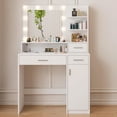 thumbnail image 3 of Vanity Desk with Mirror&Lights,Makeup Vanity Table with USB Power Outlet & Drawer & Storage Shelves, Cabinet,Dressing Table for Teen Girls & Adults,Compact Vanity Set for Bedroom, 3 of 9