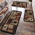 thumbnail image 3 of Retro Farmhouse Kitchen Mat Set 2/3Pcs, Brown Bear Wildlife Pattern, Holiday Decor for Halloween Christmas, Thick Plush Fade-Resistant, Easy Clean Floor Mat for Living Dining Bathroom, 3 of 13