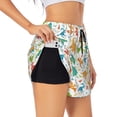 thumbnail image 2 of Bixox Women's Dinosaur pattern 2 in 1 Running Shorts - Lightweight Athletic Workout Gym Yoga Shorts Liner with Pockets -, 2 of 7