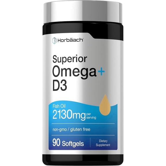Omega   D3 | 90 Softgels | Purified Fish Oil | 2130mg | Non-GMO and Gluten Free | by Horbäach
